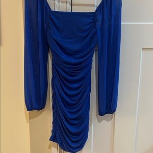Elegant Blue Ruched Dress